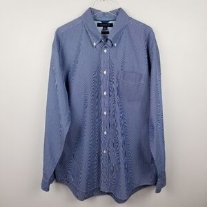 Tommy Hilfiger Blue & White Striped Button Front Shirt XL